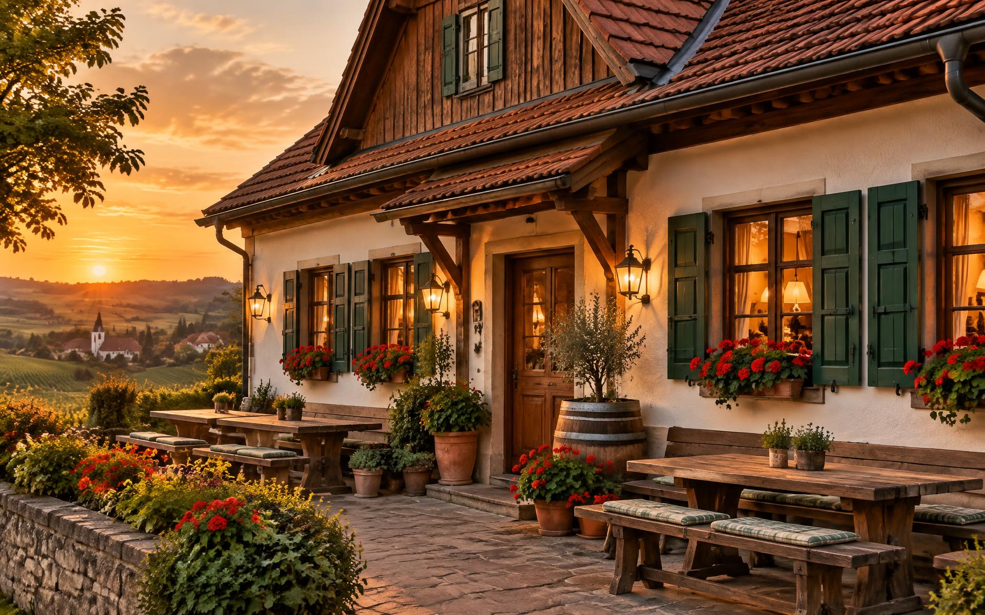Das Gasthaus Kautz-Janits in der Abendsonne